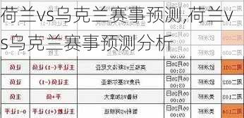 荷兰vs乌克兰赛事预测,荷兰vs乌克兰赛事预测分析