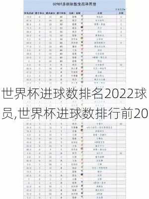 世界杯进球数排名2022球员,世界杯进球数排行前20
