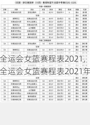 全运会女篮赛程表2021,全运会女篮赛程表2021年