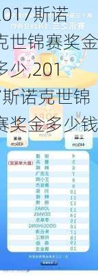 2017斯诺克世锦赛奖金多少,2017斯诺克世锦赛奖金多少钱