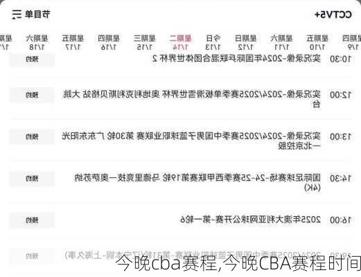 今晚cba赛程,今晚CBA赛程时间