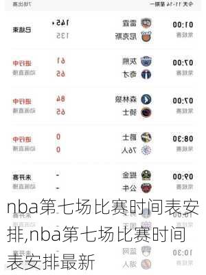 nba第七场比赛时间表安排,nba第七场比赛时间表安排最新