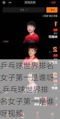 乒乓球世界排名女子第一是谁呀,乒乓球世界排名女子第一是谁呀视频