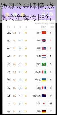 残奥会金牌榜,残奥会金牌榜排名