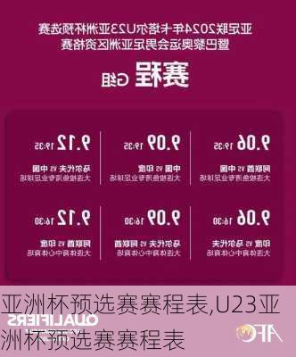 亚洲杯预选赛赛程表,U23亚洲杯预选赛赛程表