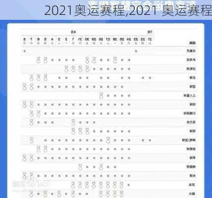 2021奥运赛程,2021 奥运赛程