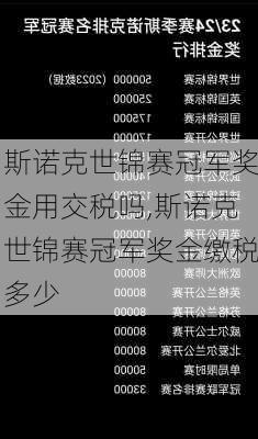 斯诺克世锦赛冠军奖金用交税吗,斯诺克世锦赛冠军奖金缴税多少